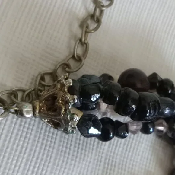 Black & Brown Assorted Beads Adjustable Multi-Strand Layered Statement Necklace - Picture 10 of 12